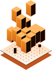 multiple orange bars floating over a three dimensional ground