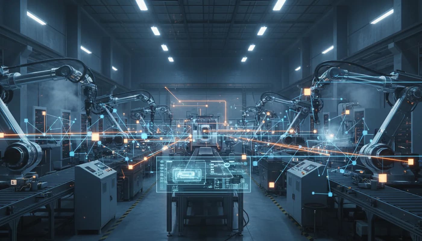 Linea di produzione robotizzata con dati connessi in tempo reale