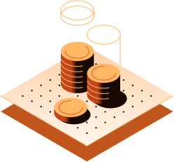 un piano con alcune pile di monete arancioni